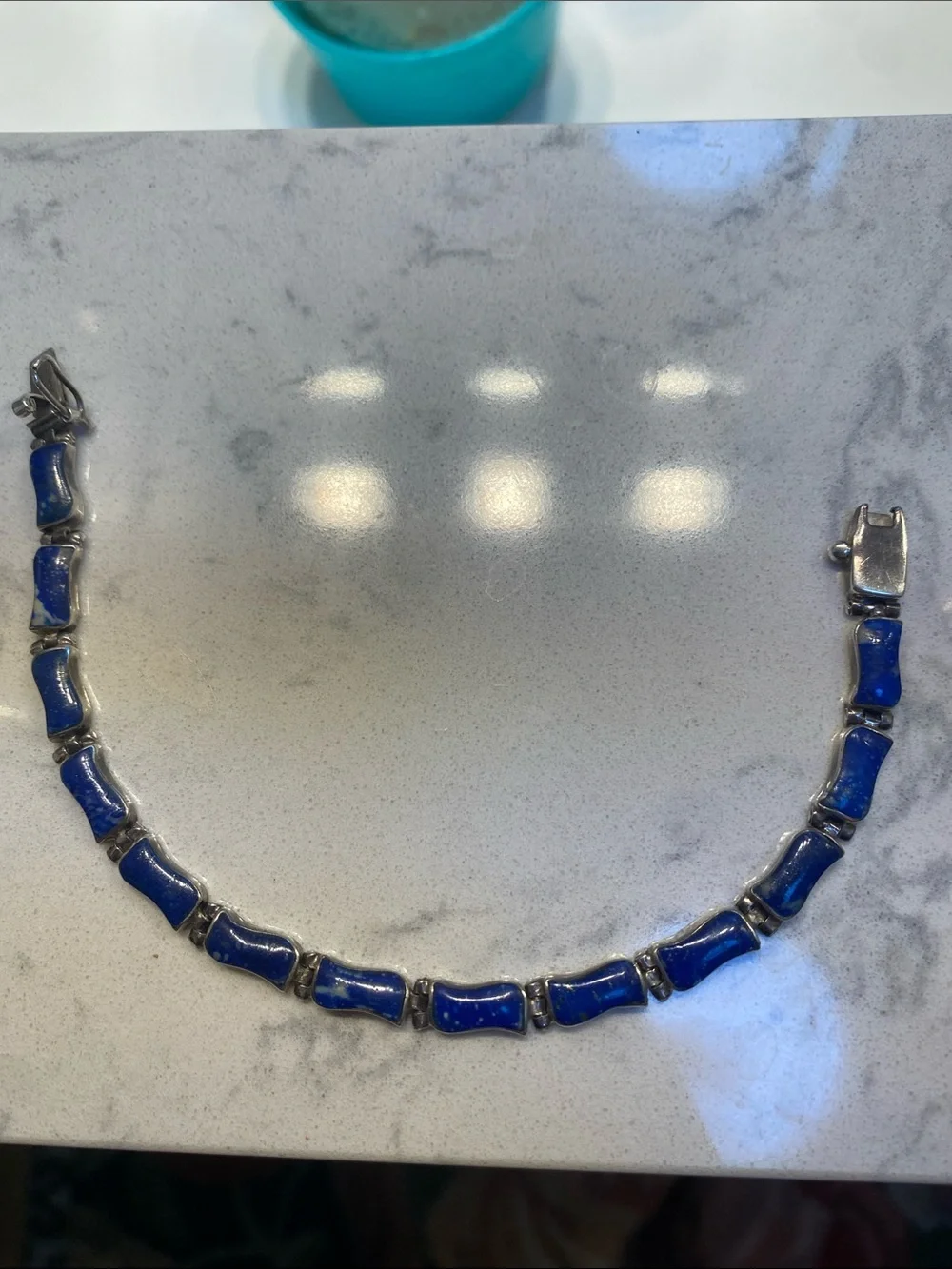 Vintage sterling silver lapis bracelet Excellent - Picture 2 of 7